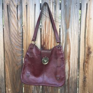 Leather Renaissance Satchel Bag w/ Bronze Clasp